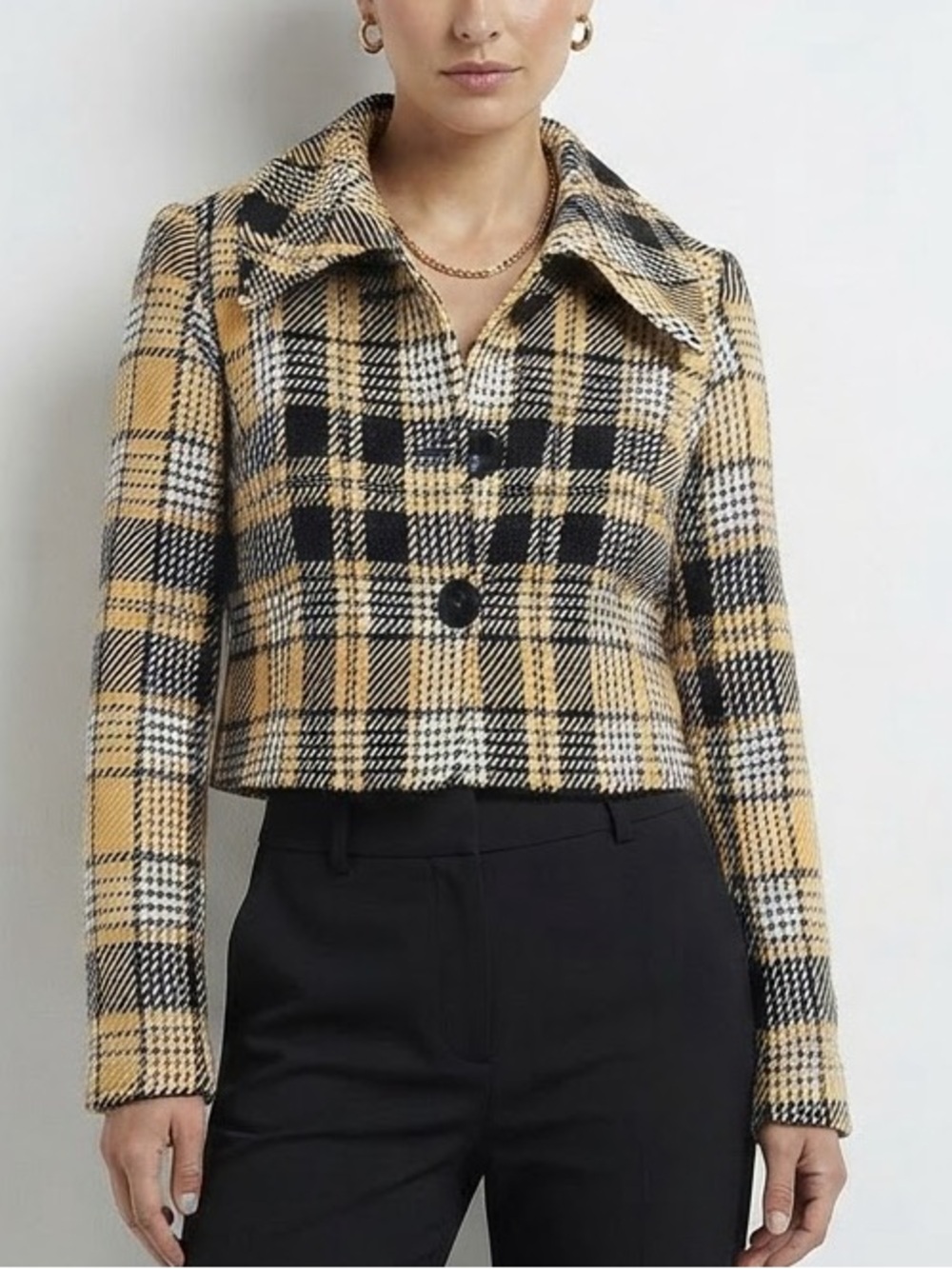 RQT Women'Small Plaid Cropped Jacket Size Small Like New